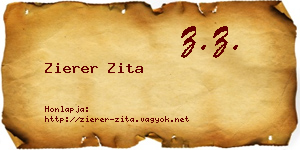 Zierer Zita névjegykártya